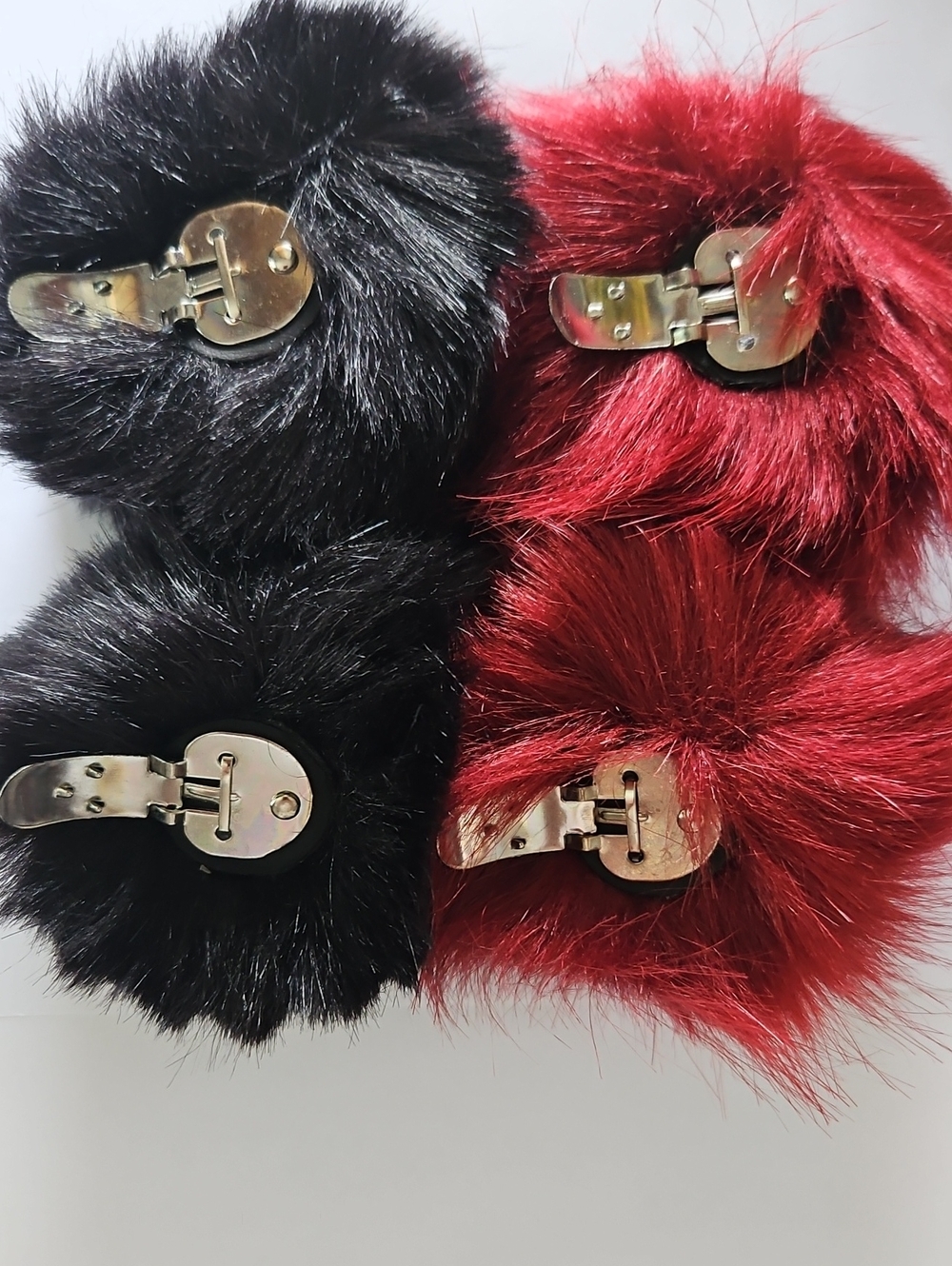 Faux Fur Pom Poms Merlot and Black (Set of 4) NWT - Picture 7 of 15